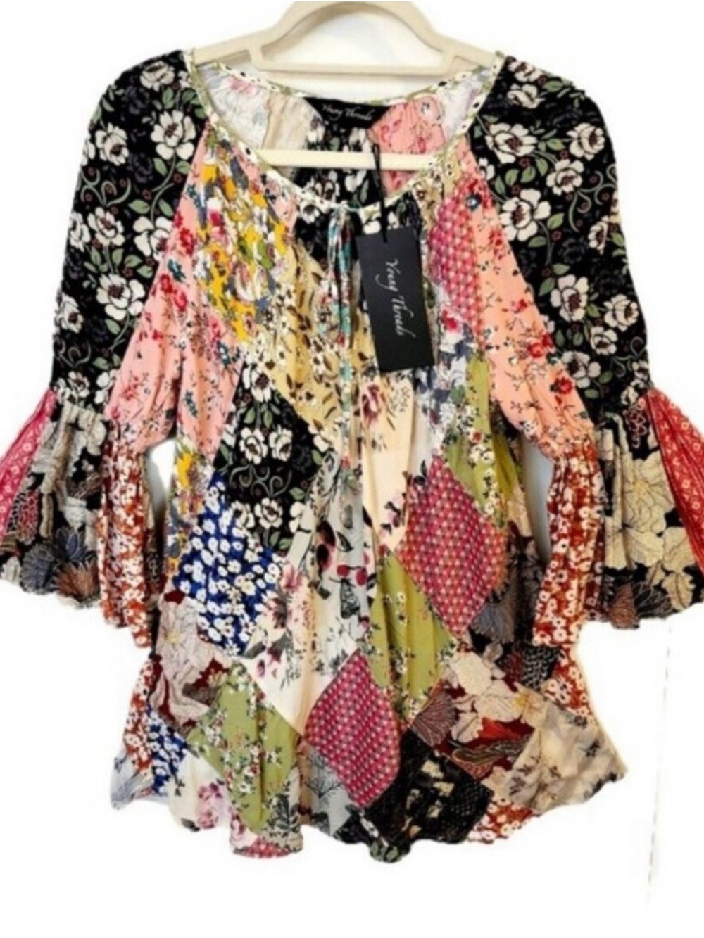 Young Threads Patchwork Boho Top